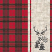 餐巾33x33厘米 - Deer plaid red