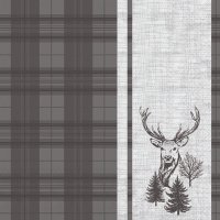 Serviettes 33x33 cm - Deer plaid grey