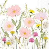 餐巾33x33厘米 - Pastel flowers white