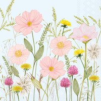 Napkins 33x33 cm - Pastel flowers blue