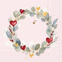 Napkins 33x33 cm - Eucalyptus wreath pink