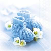 Napkins 33x33 cm - Knitted shoes blue
