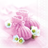 Napkins 33x33 cm - Knitted shoes pink