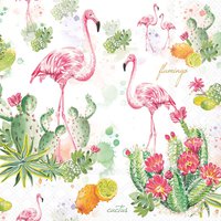 Napkins 33x33 cm - Flamingo and cactus