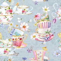Napkins 33x33 cm - Tea cups blue