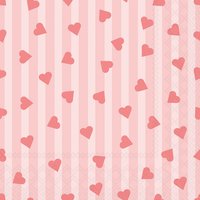 Napkins 33x33 cm - Sprinkled hearts pink