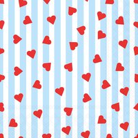 Napkins 33x33 cm - Sprinkled hearts blue