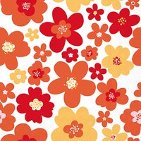 Servietten 33x33 cm - Flower power red