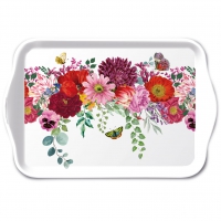 Tablett - Tray Melamine 13x21 cm Flower Border White