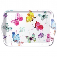 dienblad - Tray Melamine 13x21 cm Butterfly Collection White