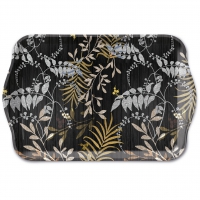 盘 - Tray melamine 13x21 cm Luxury leaves black