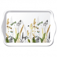 tray - Tray Melamine 13x21 cm Ornamental Flowers White