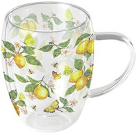 Double wall glass - Double-walled glass 0.35 L Fresh lemons white