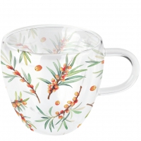 Porcelain Cup - Double Walled Glass Sea Buckthorn