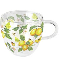 Double wall glass - Fresh lemons white