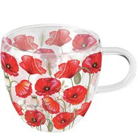 Double wall glass - Poppy all over white