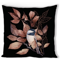 Coussin 40x40 cm - Cushion cover 40x40 cm Lovely chickadee black