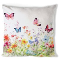 Cushion cover 40x40 cm -  Butterflies in field white
