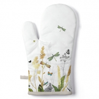 Manopla para el horno - Oven mitt Ornamental flowers white