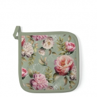 Potholder - Peonies composition green