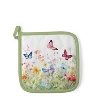 Potholder - Butterflies in field white