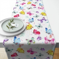 Bawełna Tablerunners -  40x150 cm Butterfly Collection White