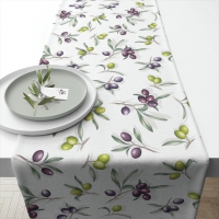 Tablerunners Cotton - Table runner 40x150 cm Delicious olives