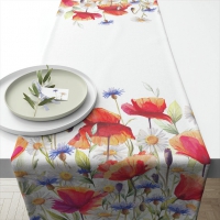 Bawełna Tablerunners - Table runner 40x150 cm Poppies and cornflowers