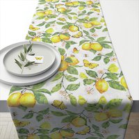 Table runner -  Fresh lemons white
