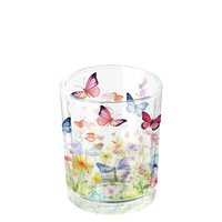Tea light holder -  Butterflies in field white