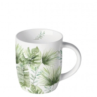 Taza de porcelana - Mug 0.2 L Jungle leaves white