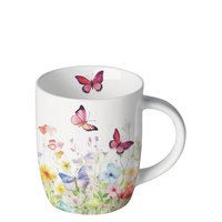 Porcelain mug 0.2 L - Butterflies in field white