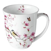 Porcelain Cup -  Bird & Blossom White