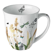 Taza de porcelana -  Ornamental flowers white