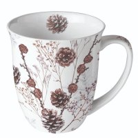 Taza de porcelana de 0,4 litros -  Pine cones white