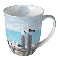 Taza de porcelana -  Seagulls on the dock
