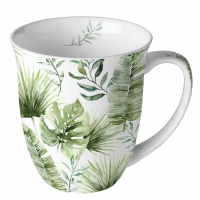 Porcelain Cup -  Jungle leaves white