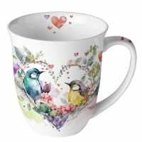 Porcelain Cup -  Loving birds