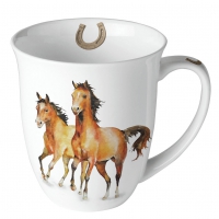 Tasse en porcelaine -  Wild horses