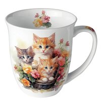Porcelain mug 0.4 L -  Kittens in basket