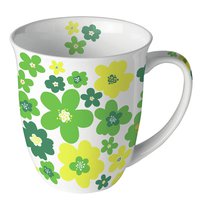 Porcelain mug 0.4 L -  Flower power green