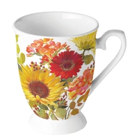Porcelain Cup -  Sunny flowers cream