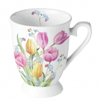 Porcelain Cup -  Tulips Bouquet