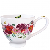 Porcelain Cup -  Flower Border White