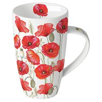 Porcelain mug 0.6 L - Poppy all over white