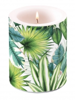 decorative candle - Tropical Leaves White