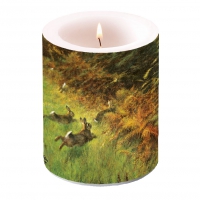 decorative candle - Running Rabbits