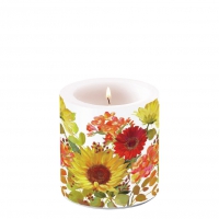 Bougie décorative petite - Candle small Sunny flowers cream