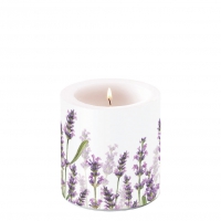 Decorative candle small - Lavender Shades White