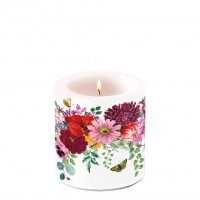 Decorative candle small - Flower Border White